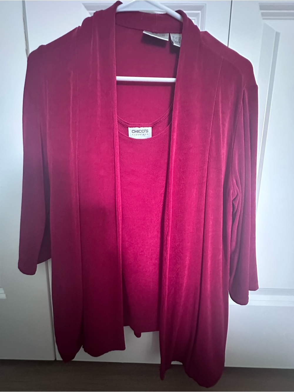 Chico's Open Front Cardigan and Tank Set in Deep Red